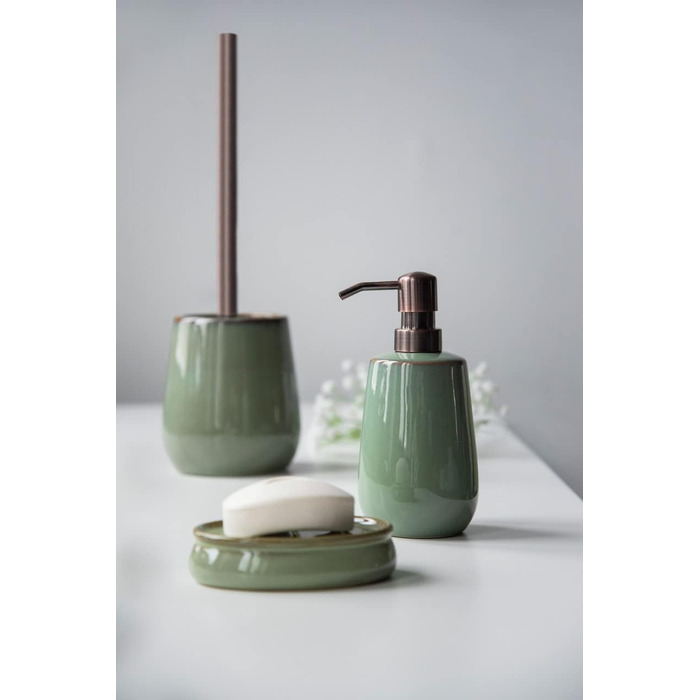 Дозатор мила WENKO Sirmione з кераміки, 430 мл, зелений/мідний, з насосом