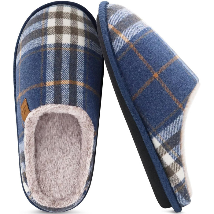 Чоловічі домашні тапочки COFACE з піною, що повертається, теплі вовняні тапочки, м'які та пухнасті, з антиковзною гумовою підошвою, розмір 40-49 (48 EU, блакитні)