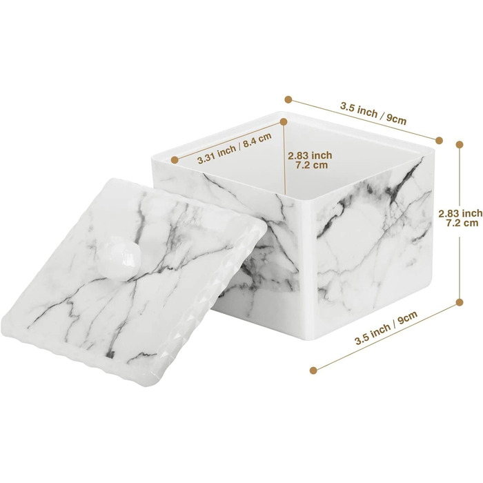 Органайзер для ватних паличок та дисків Luxspire з 2 відсіками, білий | Косметичний бокс з кришкою