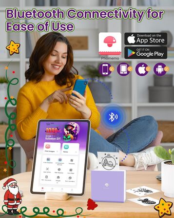 Phomemo Mini Drucker: Портативний термальний фотодрук, USB, сумісний з Android/iOS, для щоденників, навчання, DIY, зелений, M02, з рулоном паперу