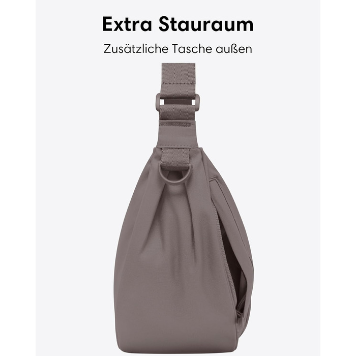 Сумка через плече LARKSON Solveig Medium бежева (Taupe) - Містка напівмісяць, водонепроникна, 6.5 л