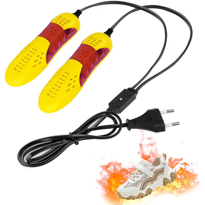 Електричний сушильник для взуття Flintronic: сушильник для черевиків, рукавичок, шкарпеток. Білий (жовтий)