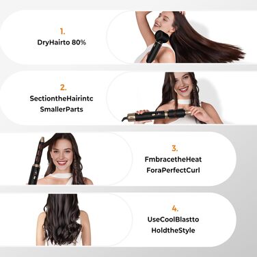 Мультистайлер для волосся 6 в 1 UKLISS з LCD-дисплеєм, 1000 Вт: фен-щітка, плойка, вирівнювач для сушіння, об'єму та завивки волосся (чорний)