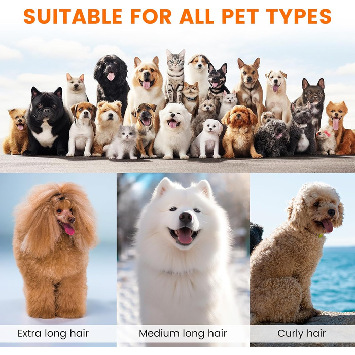 Машина для стрижки собак AIRROBO PG10 з пилососом 12000 Pa, щітка для собак, видалення шерсті для собак і котів, тиха машинка для стрижки з набором інструментів, чорний контейнер 1.4L