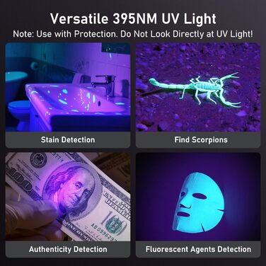 Ліхтар LED/UV перезарядна 2-в-1, Laitver 2000L, 395nm, чорний ліхтар, 6 режимів, збільшення, вологостійкий, для освітлення та виявлення сечі тварин