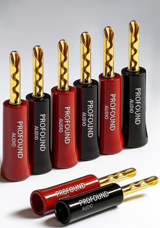 Позолочені HiFi роз'єми «банан» BFA (24K), 8 шт. — конектори для акустичних кабелів, підсилювачів та AV-ресіверів (з ключем для монтажу)