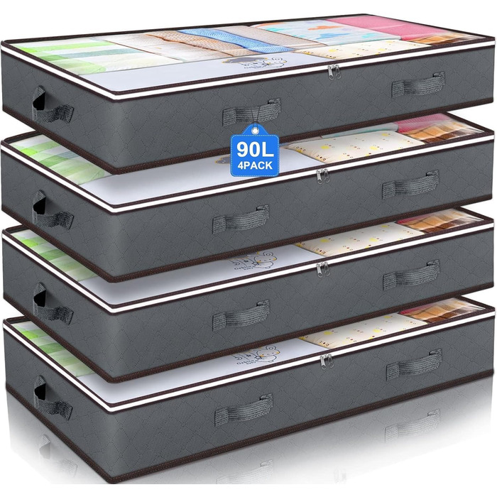 Комод-органайзер під ліжко Budding Joy 4 шт., 90 л, сірий (4 шт.)