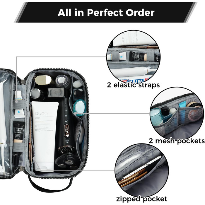 Чоловіча дорожня косметичка Ecohub Kuturbeute, водонепроникна, з відділенням для мокрого та сухого, чорна (L)