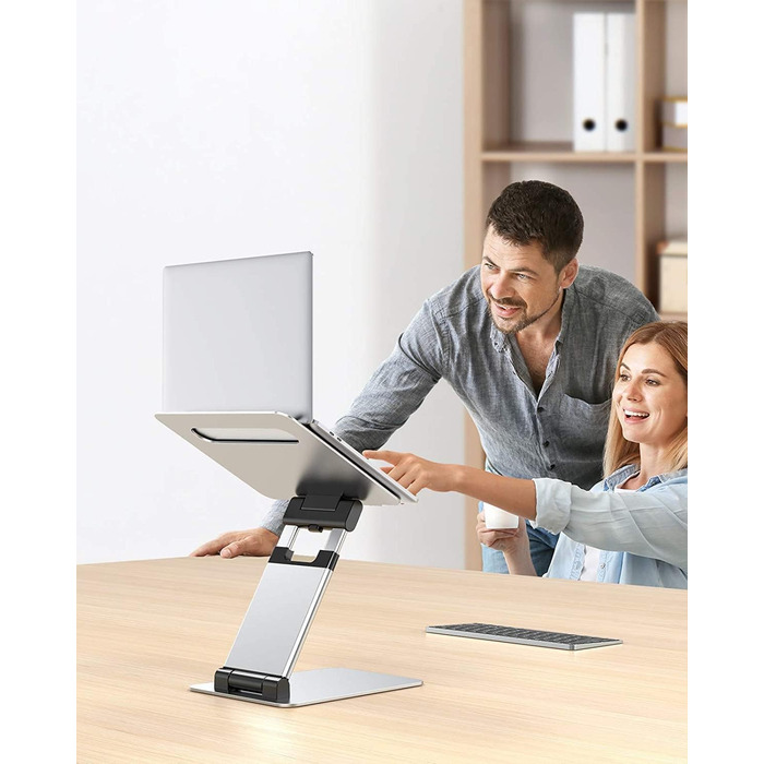 NULAXY Adjustable Laptop Stand - Ergonomic, Portable, Foldable - Supports up to 10kg, Compatible with 10-17 inch Laptops - Space Grey