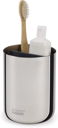 Joseph Joseph EasyStore - Luxus Edelstahl Zahnbürstenhalter Caddy Badezimmer Lagerung, Regular - Stainless Steel
