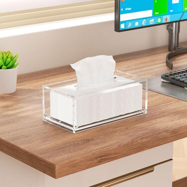 AITEE Acrylic Cosmetic Tissue Box: 25x13x9 cm Clear Tissue Box with Magnetic Lid for Dining Room, Bathroom, Bedroom, Office, Coffee Table, Car