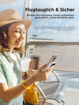 Power Bank 20000mAh з вбудованим кабелем, швидка зарядка 22,5W, USB-C, LED-дисплей, для iPhone 17 16 15 14 13 12 11, білий, 20000mAh