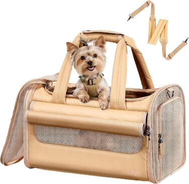 Транспортна переноска для собак та котів, Khaki M: водонепроникна, з антиковзною підкладкою та захистом від вітру