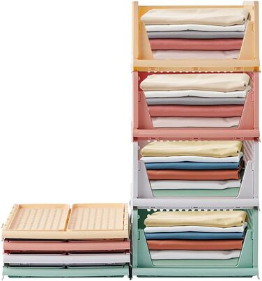 RMAN 4-Piece Closet Organizer Stackable Foldable Closet Organizer for Drawers, Closet Organizer, Storage Boxes, Kitchen, Bathroom (4 Colors)
