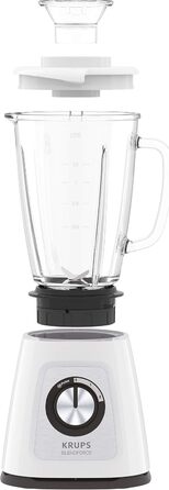 Krups KB4351 Blendforce+ Stand Mixer | 800 W | 1.75L Heat-Resistant Glass Jar | 6 Blades with Powelix | 2 Speeds + Pulse | Ice Crush Function | Smart Lock Technology | White Plastic