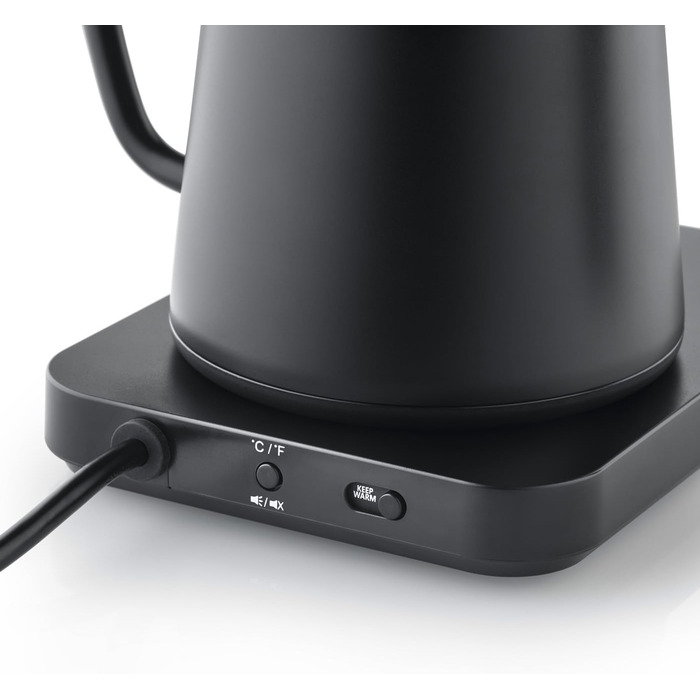 Чайник Pour-Over GRAEF GK502, з регулюванням температури та таймером, з гусячим носиком, 900 мл, матовий чорний