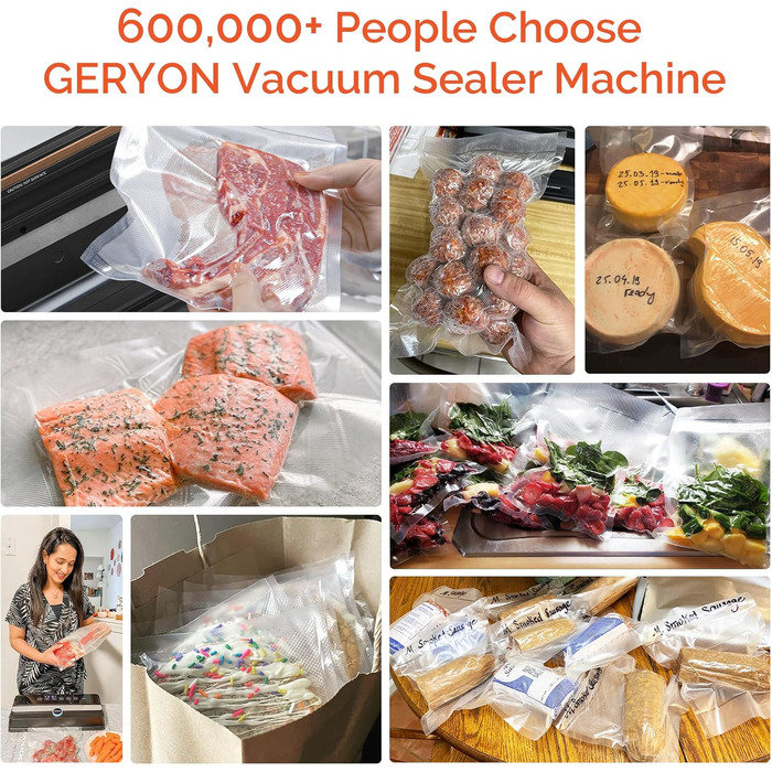 Вакуумний пакувальник GERYON E2901 з вбудованим ножем | Для продуктів харчування, Sous-Vide | Легкий у чищенні