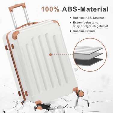 Набір валіз LALAHO 4 шт. з косметичками, з ABS пластику, рожеве золото (бежево-коричневий, смужки)