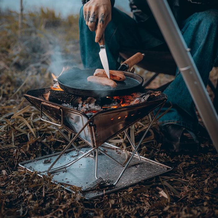 CAMPINGMOON Portable Stainless Steel Wood Grill and Fire Pit 20 inches with Carry Bag MT-055