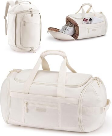 Спортивна сумка LOVEVOOK для жінок та чоловіків, велика сумка для тренувань, туристична сумка з відділенням для взуття, водонепроникна сумка для плавання, Travel Duffle Bag з функцією рюкзака, 45L, 51*28*32 см, Зелений (Бежевий)