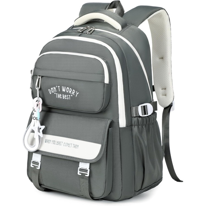 Шкільний рюкзак Tanou для дівчаток, 4-12 клас, водонепроникний, сірий