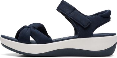 Сандалі Clarks Arla Shore жіночі на підборах, текстиль, сині, 40 EU, широка колодка – зручні та легкі для щоденного носіння