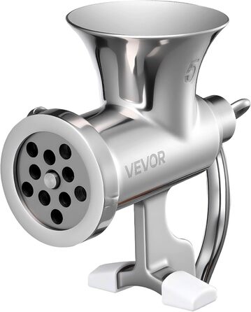 М'ясорубка ручна VEVOR з нержавіючої сталі 304, з насадкою для ковбас, кріпленням до столу та 2 дисками (4.5/8 мм) + 4 насадки для ковбас