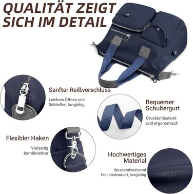 Сумка жіноча DIRRONA велика – містка сумка-шопер для міста, роботи, університету та подорожей з відділеннями, знімним ременем, темно-синя