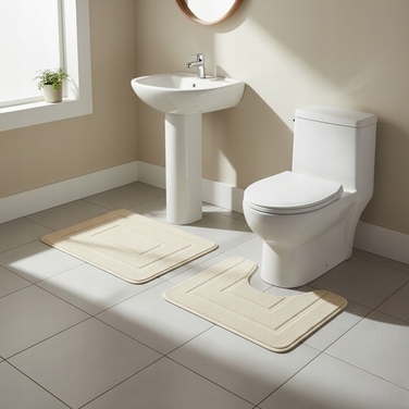 Килимок для ванної кімнати SmartHome бежевий, 50x80 см, з антиковзаючим покриттям