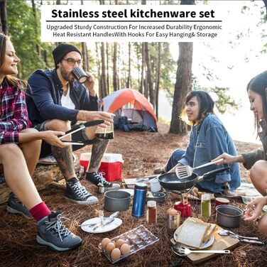 Набір кухонного приладдя для кемпінгу ReaNea: посуд для приготування їжі, кемпінг, подорожі, пікнік