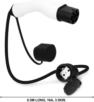 Адаптер зарядного пристрою для електромобіля, тип 2, кабель Schuko 3.5kW 16A, 0.5м, 250V, водо- та пилонепроникний