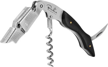 Ніж для офіціантів з нержавіючої сталі - професійний штопор для ресторанів з відкривачем пляшок та різаком фольги + електронна книга з порадами щодо вина (чорний)