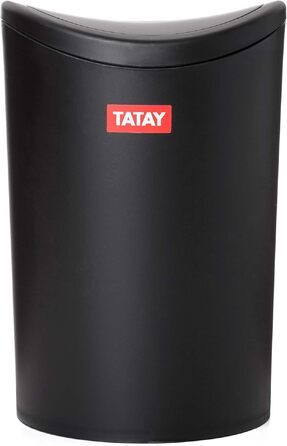 Сміттєвий кошик для кухні TATAY, компактний сучасний дизайн, 6 л, чорний (19x19x28 см)