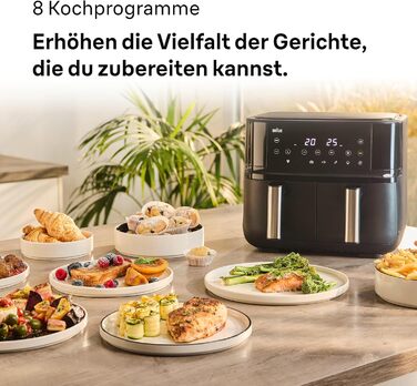 Фритюрниця електрична Braun TwinCook 3 TD3030IBK 8л (2 камери) з синхронізацією, 8 програм, чорна
