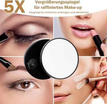 Дзеркало для макіяжу COSTWAY з підсвіткою, 3 режими світла, 5X збільшення, сенсорне керування, поворотне на 360°, 56x48 см