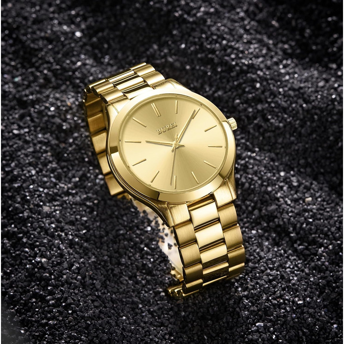 Годинник чоловічий BUREI Minimalist Quartz з нержавіючої сталі 44 мм (золотий)