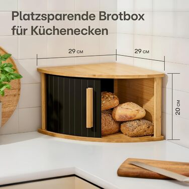 Бротокришка Praknu з дерева з косою та ковзними дверцятами – економія місця – зберігає хліб свіжим – легка збірка з інструкцією (Чорний)