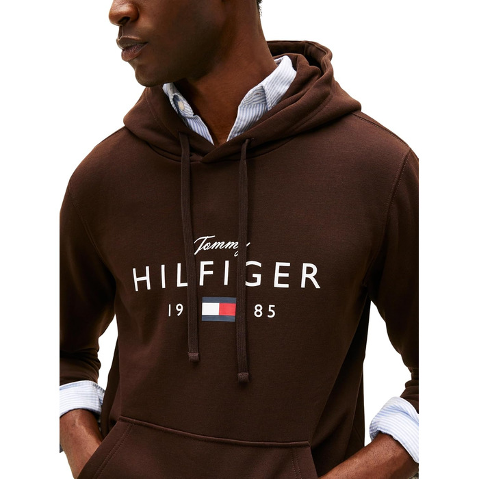 Чоловічий худі Tommy Hilfiger Brand Love Big Hilfiger з капюшоном, коричневий (Chocolate), розмір M