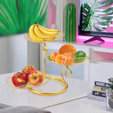Металева фруктова корзина CUKE2BEET з 3 рівнями, золота - для фруктів та овочів