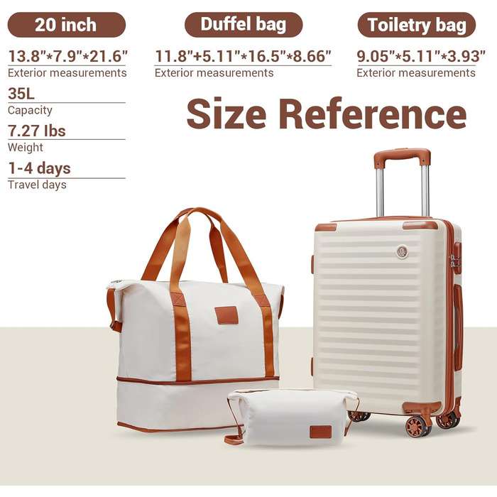 Чемодан Joyway ABS з жорсткою обшивкою, ручний багаж 56 см з TSA замком, відсіком для напоїв та стійким до тиску каркасом, білий