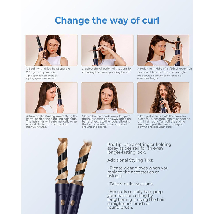 Airstyler 6 в 1 з локон-насадкою: фен-щітка, плойка, об’єм, догляд, 1000W, іонний, для волосся, білий