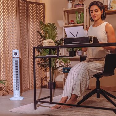 Вентилятор Cecotec EnergySilence 1090 Skyline Retro Smart Green - 81 см, 40 Вт, LED дисплей, дистанційне керування, 3 швидкості, 3 режими, таймер 12 годин, осциляція 72º, зелено-блакитний