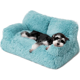 MEWOOFUN Stylish Cat Bed Cat Sofa Fluffy - 76x45cm Large Cat Bed Plush Cat Couch for Small Dogs and Cats Removable and Washable (blue)