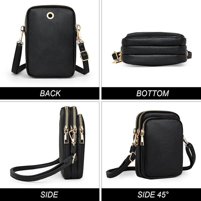 Сумка жіноча Mini Tasche на плече для телефону: кросбоді, гаманець, для iPhone 16 Pro Max/Samsung/Xiaomi до 7.5' - чорна