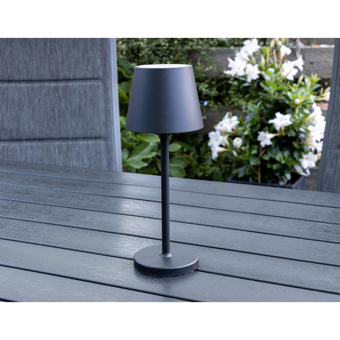 Настільний світильник акумуляторний ChiliTec 30 см LED з димером, USB зарядка, IP44, тепле світло, сенсорний вимикач (Чорний)