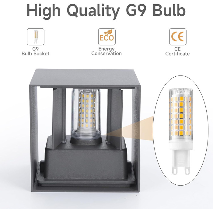 LED настінний світильник FUPE 15W для внутрішнього та зовнішнього використання. Регульований кут світла, 3 кольори, IP65, вологостійкий, алюміній, квадратний, чорний. Комплект 1