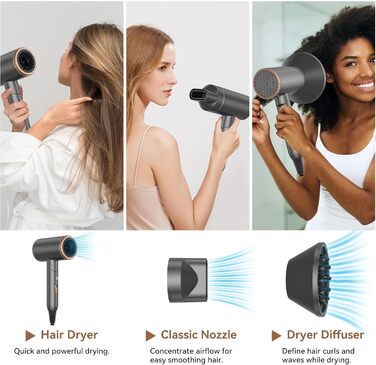 Airstyler 6 в 1: фен-щітка, локони, укладка волосся, іонізація, 1000W, білий, сірий/золотий