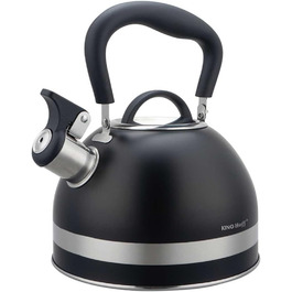 Чайник Kinghoff 1.8L з нержавіючої сталі з свистком, Induktion, матовий чорний KH-1858