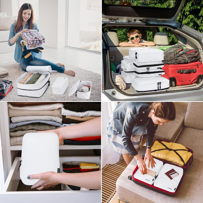 Органайзер для валізи 8 шт. Набір упакувальних сумок для подорожей, косметичка (білий)