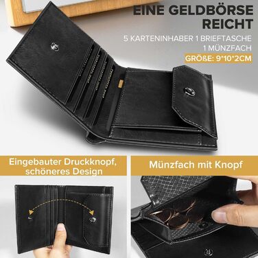 Чоловіче портмоне UNOSEKS з RFID захистом, Slim Wallet з відділенням для монет, картхолдер для кредитних карток (алюміній, карбон, чорний, S-A02)